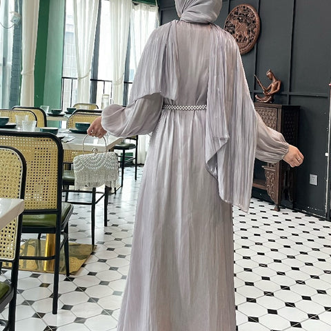 DGBEIQI Solid Color Abayas Dress, Casual Long Sleeve Abayas Dress, Women's Clothing