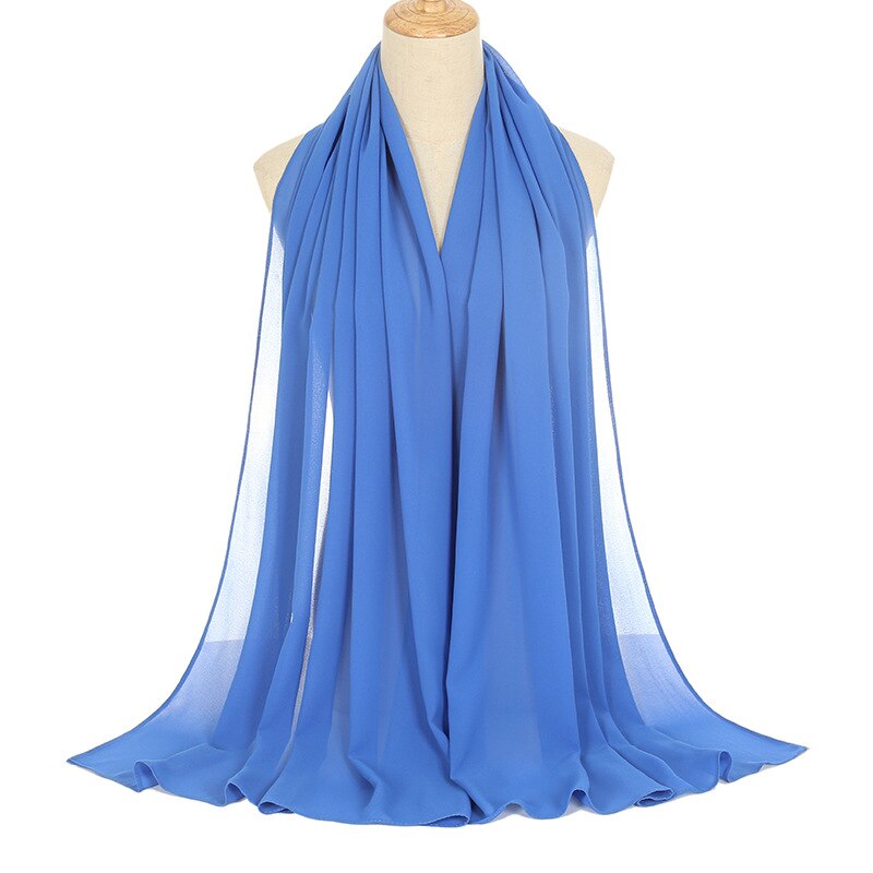 Ramadan Muslim Chiffon Hijabs For Woman Plain Color Headscarf Long Shawl Scarf Women Jersey Hijabs Ladies Islam Voile Hijab
