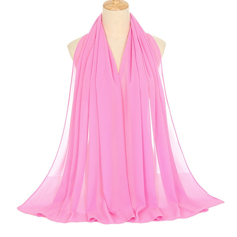 Ramadan Muslim Chiffon Hijabs For Woman Plain Color Headscarf Long Shawl Scarf Women Jersey Hijabs Ladies Islam Voile Hijab