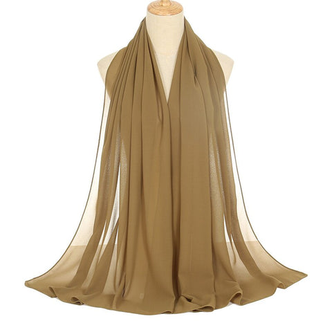 Ramadan Muslim Chiffon Hijabs For Woman Plain Color Headscarf Long Shawl Scarf Women Jersey Hijabs Ladies Islam Voile Hijab