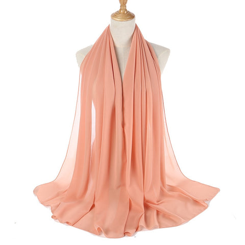 Ramadan Muslim Chiffon Hijabs For Woman Plain Color Headscarf Long Shawl Scarf Women Jersey Hijabs Ladies Islam Voile Hijab