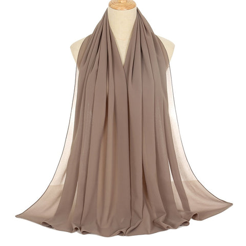 Ramadan Muslim Chiffon Hijabs For Woman Plain Color Headscarf Long Shawl Scarf Women Jersey Hijabs Ladies Islam Voile Hijab