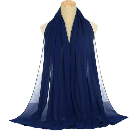 Ramadan Muslim Chiffon Hijabs For Woman Plain Color Headscarf Long Shawl Scarf Women Jersey Hijabs Ladies Islam Voile Hijab