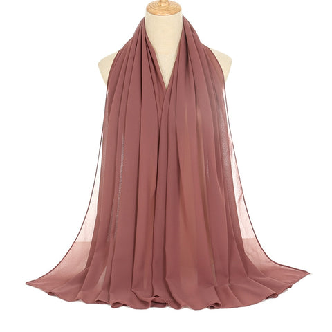 Ramadan Muslim Chiffon Hijabs For Woman Plain Color Headscarf Long Shawl Scarf Women Jersey Hijabs Ladies Islam Voile Hijab