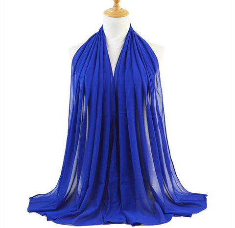 Ramadan Muslim Chiffon Hijabs For Woman Plain Color Headscarf Long Shawl Scarf Women Jersey Hijabs Ladies Islam Voile Hijab