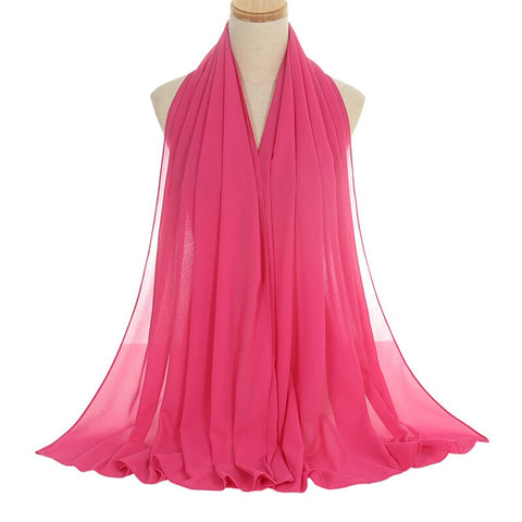 Ramadan Muslim Chiffon Hijabs For Woman Plain Color Headscarf Long Shawl Scarf Women Jersey Hijabs Ladies Islam Voile Hijab
