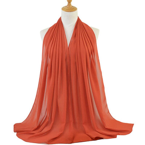 Ramadan Muslim Chiffon Hijabs For Woman Plain Color Headscarf Long Shawl Scarf Women Jersey Hijabs Ladies Islam Voile Hijab