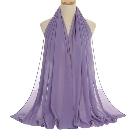 Ramadan Muslim Chiffon Hijabs For Woman Plain Color Headscarf Long Shawl Scarf Women Jersey Hijabs Ladies Islam Voile Hijab