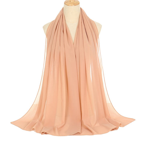 Ramadan Muslim Chiffon Hijabs For Woman Plain Color Headscarf Long Shawl Scarf Women Jersey Hijabs Ladies Islam Voile Hijab