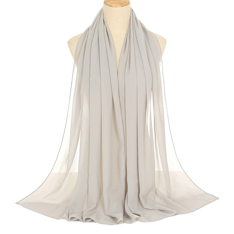 Ramadan Muslim Chiffon Hijabs For Woman Plain Color Headscarf Long Shawl Scarf Women Jersey Hijabs Ladies Islam Voile Hijab