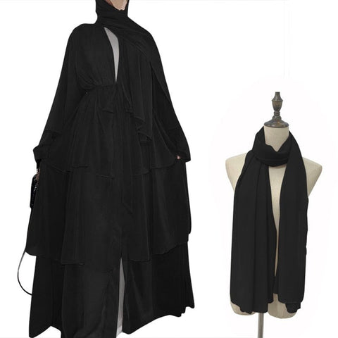 Chiffon Open Abaya Dubai Turkey Kaftan Muslim Cardigan Abayas Dresses For Women Casual Robe Kimono Femme Caftan Islam Clothing - dgbeiqi