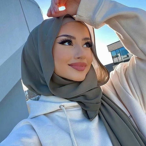 Muslim Chiffon Hijab Scarf Women Long Solid Color Head Wrap For Women Hijabs Scarves Ladies Muslim Veil Jersey Hijabs 180*70cm - dgbeiqi